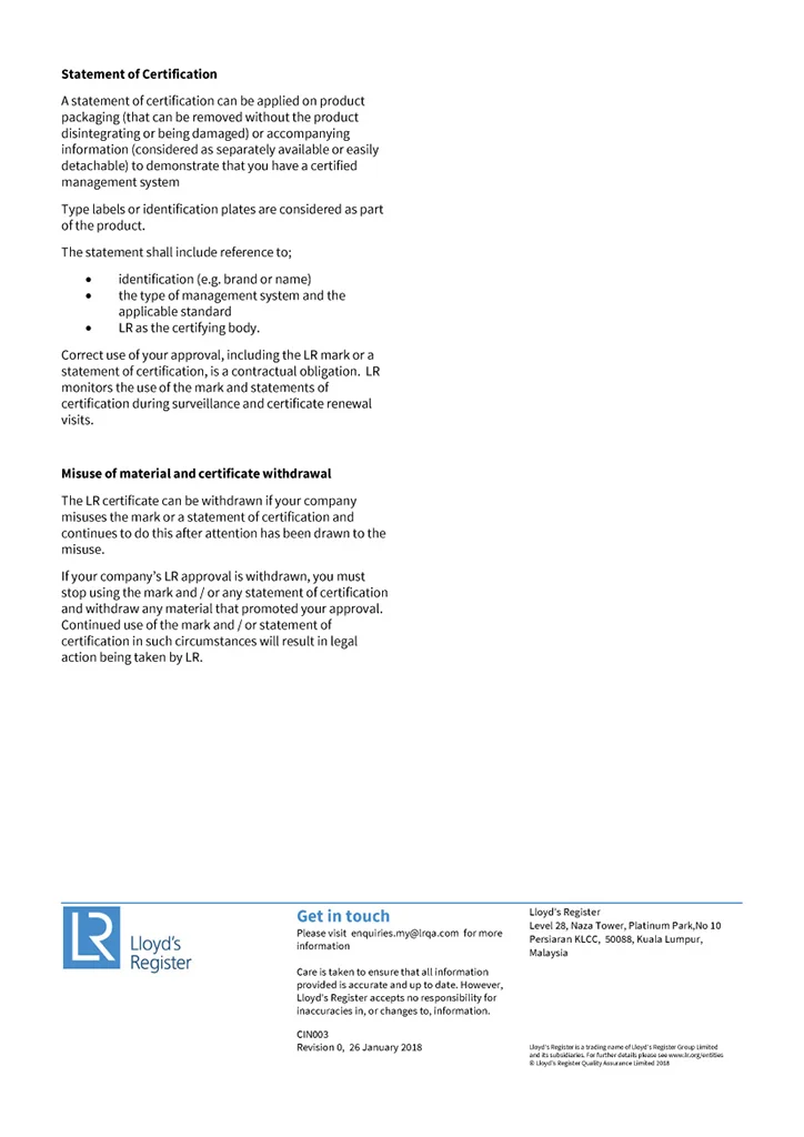 ISO Certificate